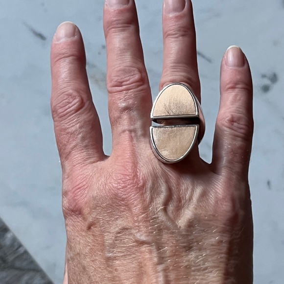 HERMES Chaine d’Ancre Initiale Ring Silver 18K Rose Gold XLarge Sz 51 (US 5.5) - Picture 6 of 8